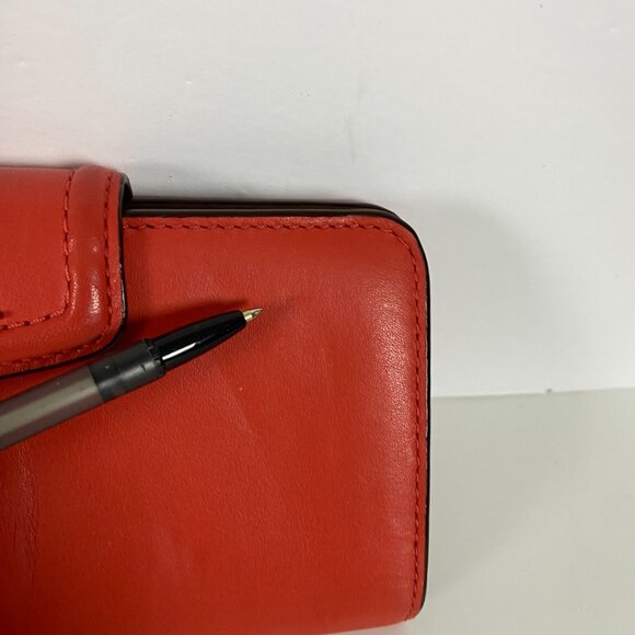 Coach Ashley Leather Wallet Clutch Folding Envelope Flip Pleated Salmon - Picture 12 of 16